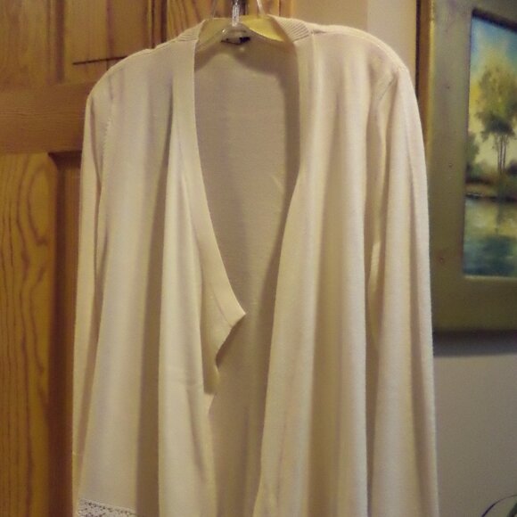 KOBI HALPERIN IVORY Long HANA Sweater Waterfall Design   NEW $368  Size: Large - Picture 1 of 14